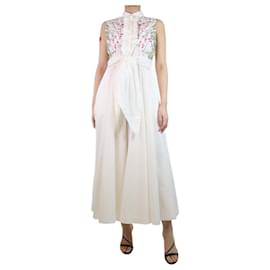 Giambattista Valli-Cremefarbenes, ärmelloses Kleid mit Blumenmuster – Größe UK 14-Roh