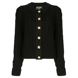 Chanel-Chanel cable-knit cardigan-Black