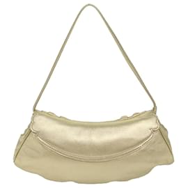 Céline-CELINE Hand Bag Leather Gold Auth 63297-Golden