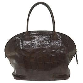 Bally-BALLY Hand Bag Leather Brown Auth bs10774-Brown