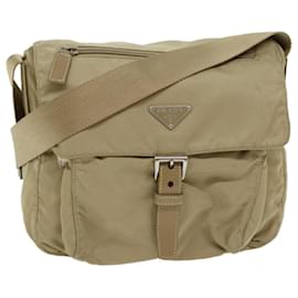 Prada-PRADA Shoulder Bag Nylon Beige Auth 66371-Beige