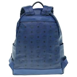 MCM-MCM Vicetos studs Logogram Backpack PVC Leather Blue Auth ar11090-Blue
