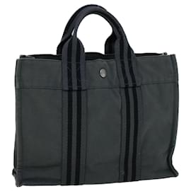 Hermès-HERMES cabas PM Tote Bag Toile Gris Auth bs9065-Gris
