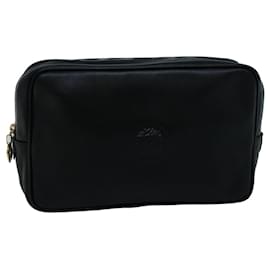 Gianni Versace-Gianni Versace Clutch Bag Leder Schwarz Auth bs8916-Schwarz