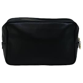 Gianni Versace-Gianni Versace Clutch Bag Leather Black Auth bs8916-Black