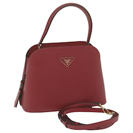 Prada-PRADA Matinee Small Hand Bag Safiano leather 2way Red 1BA282 Auth am5519A-Red
