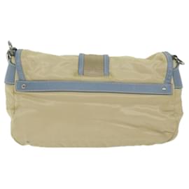 Prada-PRADA Shoulder Bag Nylon Beige Light Blue Auth 62687-Beige,Light blue
