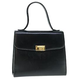 Céline-CELINE Hand Bag Leather Black Auth ep2763-Black