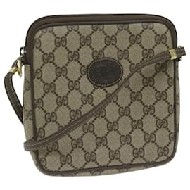 Gucci-GUCCI GG Supreme Bolsa de Ombro PVC Couro Bege Autenticação2746-Bege