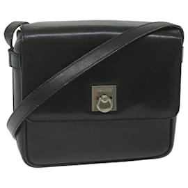 Céline-CELINE Shoulder Bag Leather Black Auth ar11207-Black