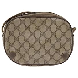 Gucci-GUCCI GG Canvas Web Sherry Line Shoulder Bag PVC Leather Beige Red Auth 55892-Red,Beige,Green