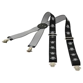 Versace-VERSACE Medusa Suspenders Belt Black White Auth am5306-Black,White