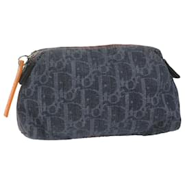 Christian Dior-Christian Dior Trotter Canvas Pouch Navy Auth am5553-Blu navy
