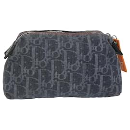 Christian Dior-Christian Dior Trotter Canvas Pouch Navy Auth am5553-Blu navy