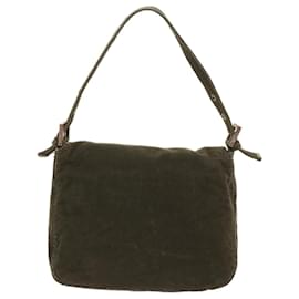 Fendi-Bolsa de ombro FENDI Mamma Baguette Corduroy Khaki Auth 66602-Caqui