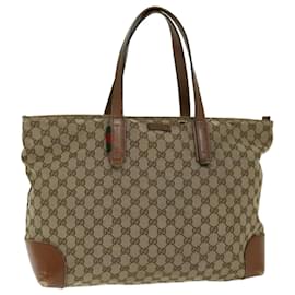 Gucci-GUCCI GG Canvas Web Sherry Line Tote Bag Beige Rouge Vert 308928 Auth hk1105-Rouge,Beige,Vert