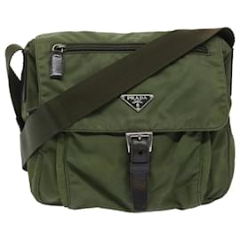 Prada-PRADA Shoulder Bag Nylon Khaki Auth 66377-Khaki