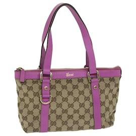 Gucci-GUCCI GG Canvas Handtasche Beige Pink 141471 Auth ki4019-Pink,Beige