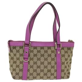 Gucci-GUCCI GG Canvas Hand Bag Beige Pink 141471 Auth ki4019-Pink,Beige