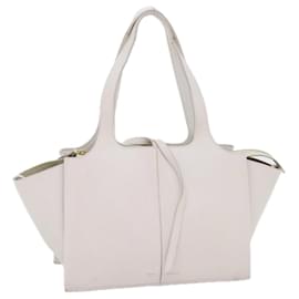 Céline-CELINE Shoulder Bag Leather White Auth bs11408-White