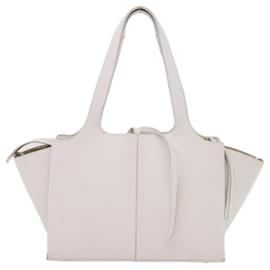 Céline-CELINE Shoulder Bag Leather White Auth bs11408-White