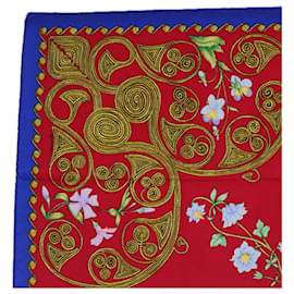 Hermès-HERMES CARRE 90 ARABESQUES Scarf Silk Red Auth 62408-Red