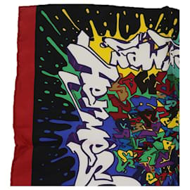 Hermès-HERMES CARRE 40 Graffiti Schal Seide Schwarz Multicolor Auth am5518-Schwarz,Mehrfarben