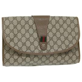 Gucci-Bolsa clutch GUCCI GG Supreme Web Sherry Line Bege Vermelho 89 01 031 Ep de autenticação2873-Vermelho,Bege