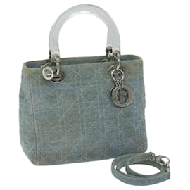 Christian Dior-Christian Dior Canage Handtasche Denim 2Weg Blue Auth bs10872-Blau
