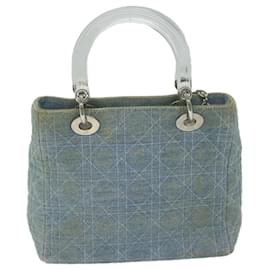 Christian Dior-Christian Dior Canage Hand Bag Denim 2way Blue Auth bs10872-Blue