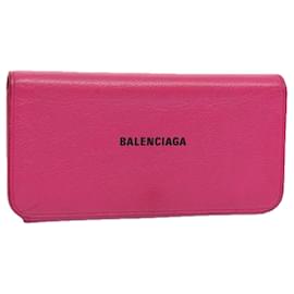 Balenciaga-BALENCIAGA Carteira Longa Couro Rosa 594289 Ep de autenticação2776-Rosa