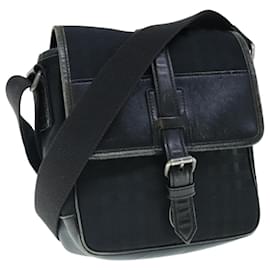 Burberry-BURBERRY Shoulder Bag Canvas Leather Black Auth ep2582-Black