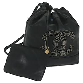 Chanel-CHANEL Shoulder Bag Lamb Skin Black CC Auth bs10702-Black
