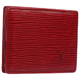 Louis Vuitton-Monedero LOUIS VUITTON Epi Porte Monnaie Boite Rojo M63697 LV Auth 62562-Roja