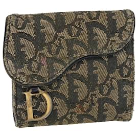 Christian Dior-CHRISTIAN DIOR Trotter Canvas Wallet Blue Auth 53297-Blue