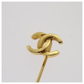 Chanel-CHANEL Broche de metal dourado CC Auth bs12173-Outro