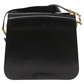 Salvatore Ferragamo-Salvatore Ferragamo Gancini Shoulder Bag Leather Black Auth hk1085-Black