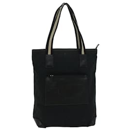 Gucci-GUCCI GG Canvas Sherry Line Tote Bag Black Beige Auth 66304-Black,Beige