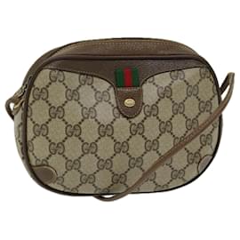 Gucci-GUCCI GG Supreme Web Sherry Line Shoulder Bag PVC Beige 156 02 066 Auth yk10732-Beige