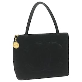 Chanel-CHANEL Materasse Tote Bag Velour Standard Nero CC Auth am5812-Nero