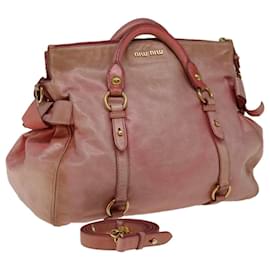 Miu Miu-Miu Miu Hand Bag Leather 2way Pink Auth 66293-Pink