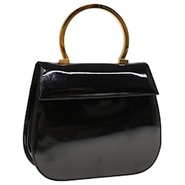 Salvatore Ferragamo-Salvatore Ferragamo Hand Bag Patent leather Black Auth hk1083-Black
