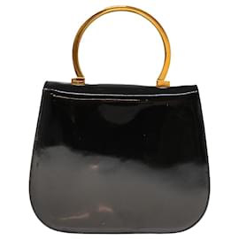 Salvatore Ferragamo-Salvatore Ferragamo Hand Bag Patent leather Black Auth hk1083-Black