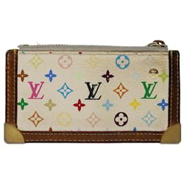 Louis Vuitton-LOUIS VUITTON Monogram Multicolor Pochette Cles Geldbörse Weiß M92655 LV Auth 65392-Weiß