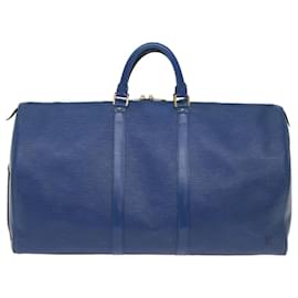 Louis Vuitton-Louis Vuitton Epi Keepall 55 Boston Bag Blue M42955 LV Auth 66056-Blue