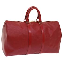 Louis Vuitton-Louis Vuitton Epi Keepall 45 Boston Bag Red M42977 LV Auth ep3211-Red