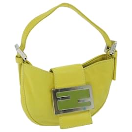 Fendi-FENDI Mini Croissant Hand Bag Leather Yellow Auth yk10174A-Yellow