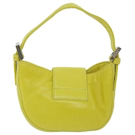 Fendi-FENDI Mini Croissant Hand Bag Leather Yellow Auth yk10174A-Yellow