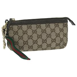 Gucci-GUCCI GG Canvas Web Sherry Line Pouch Beige Red Green 152507 auth 64507-Red,Beige,Green