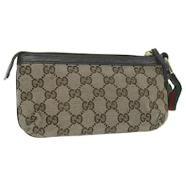 Gucci-GUCCI GG Canvas Web Sherry Line Pouch Beige Red Green 152507 auth 64507-Red,Beige,Green